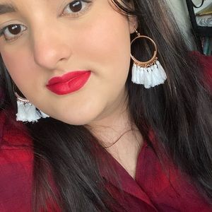 White tassel earrings